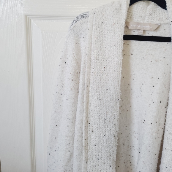 Chloe & Jasmine Cream Marl Open Soft Cozy Cardigan Sweater L - Picture 5 of 9
